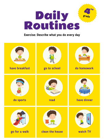 Daily Routine Chart for Kids Poster US Design Template