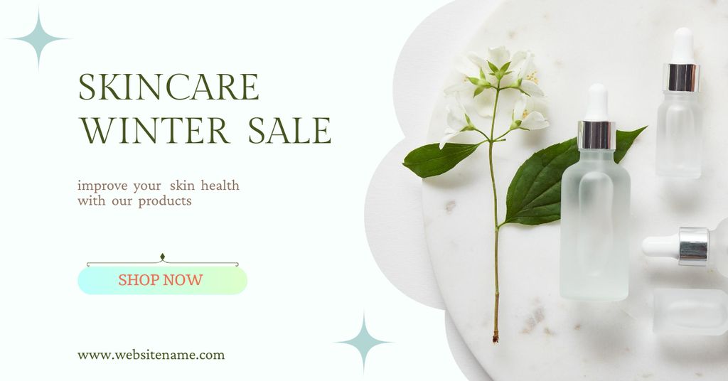 Ontwerpsjabloon van Facebook AD van Winter Sale Skin Care Serum on White