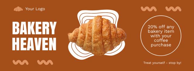 Discounts With Coffee Purchase For Fresh Croissant Facebook cover Tasarım Şablonu