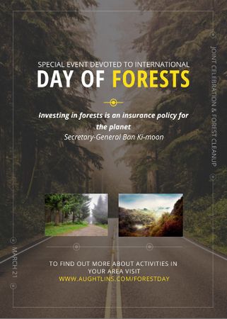 Plantilla de diseño de International Day of Forests Event Forest Road View Invitation 