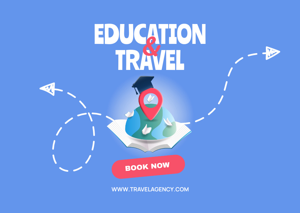 Educational Tours Ad on Blue Flyer A6 Horizontal Modelo de Design
