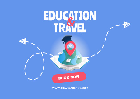 Educational Tours Ad on Blue Flyer A6 Horizontal Design Template