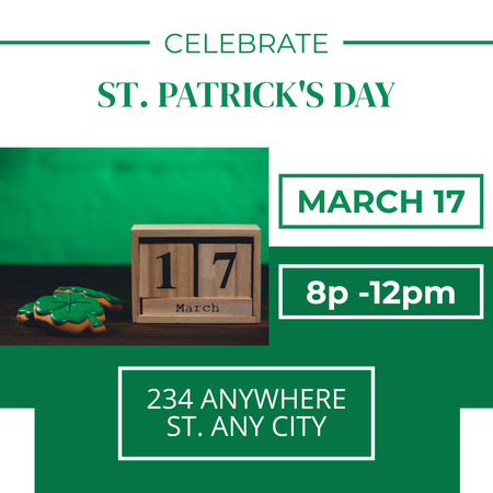 St. Patrick's Day Announcement on Green Instagram Design Template