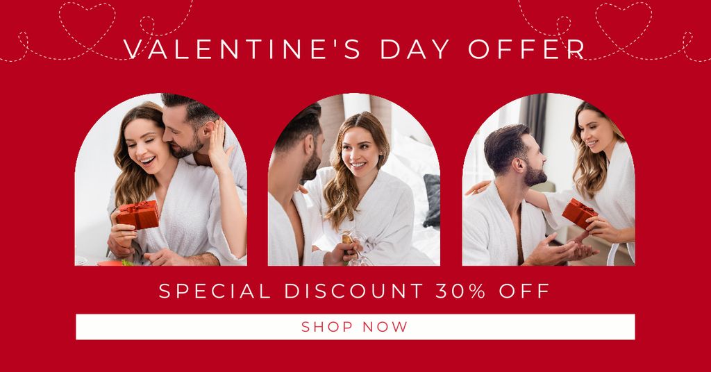 Heartfelt Discounts for Valentine's Day Facebook AD Šablona návrhu