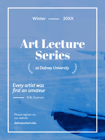 Art Lecture Series Brushes and Palette in Blue Poster 36x48in Modelo de Design
