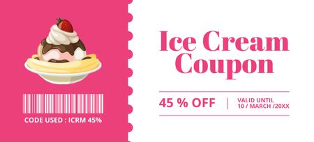 Special Promo of Ice Cream with Discount Coupon 3.75x8.25in Design Template