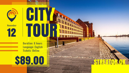 City Tour promotion with Quay View FB event cover Modelo de Design