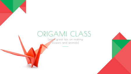 Convite para aula de origami em verde e vermelho Youtube Modelo de Design