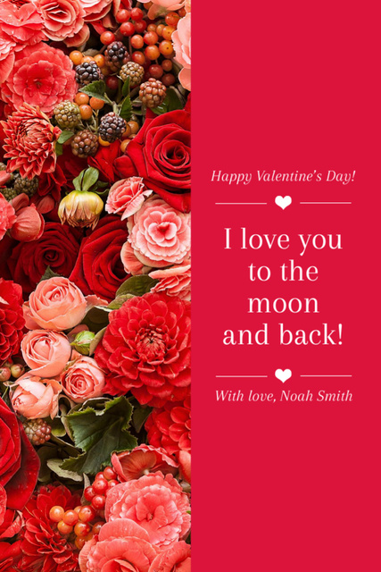Romantic Valentine's Quote with Beautiful Roses Postcard 4x6in Vertical Tasarım Şablonu