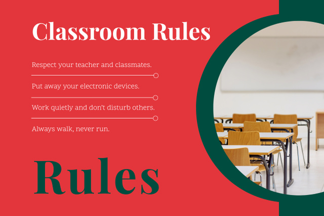 Rules Offer of Conduct in Classroom Poster 24x36in Horizontal Design Template