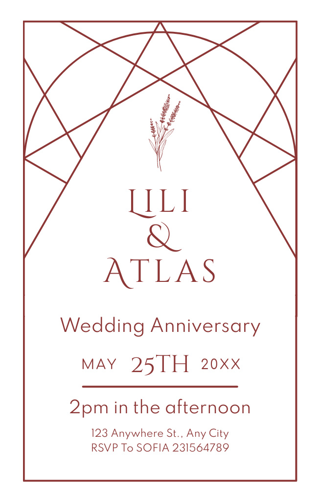 Plantilla de diseño de Simple Congratulations on Wedding Anniversary Invitation 4.6x7.2in 