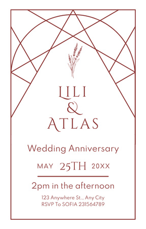 Simple Congratulations on Wedding Anniversary Invitation 4.6x7.2in Design Template