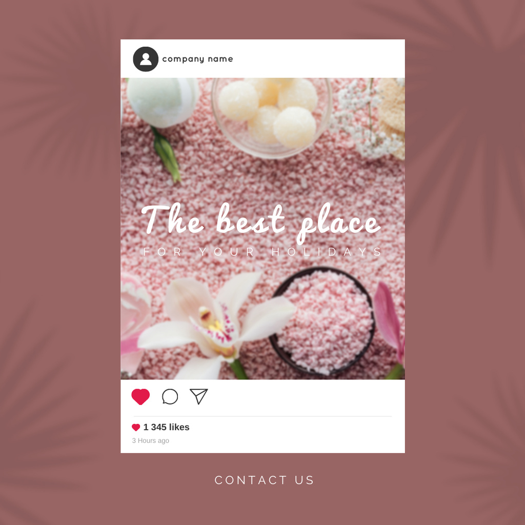 Natural Spa Set of Orchid and Pink Salt  Instagram – шаблон для дизайна