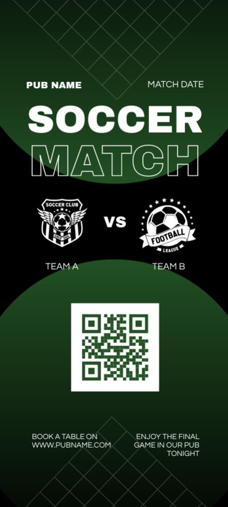 Plantilla de diseño de Soccer Match Announcement with Emblems on Green Invitation 9.5x21cm 