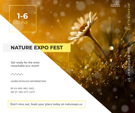 Nature Expo announcement Blooming Daisy Flower Facebook Modelo de Design