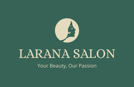 Epilation Salon Emblem with Female Face Profile Business Card 85x55mm Design Template