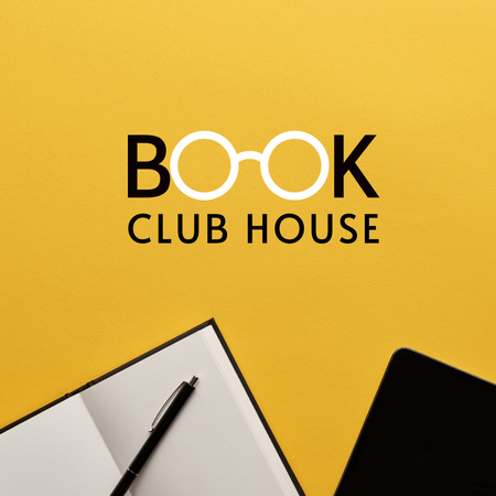 kitap kulübü duyurusu Logo Tasarım Şablonu
