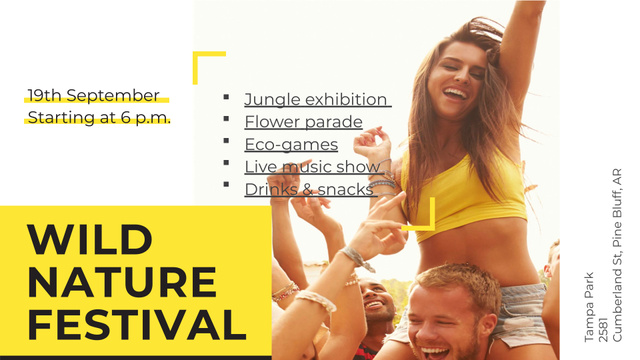 Wild Nature Festival Announcement With Dancing People FB event cover Design Template