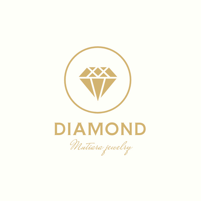 Jewelry Store Ad with Diamond in Circle Logo Design Template