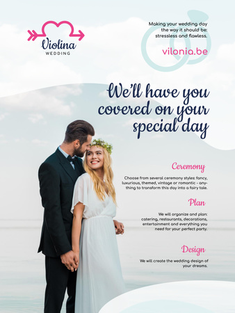 Wedding Planning Services with Happy Newlyweds Poster 36x48in Design Template