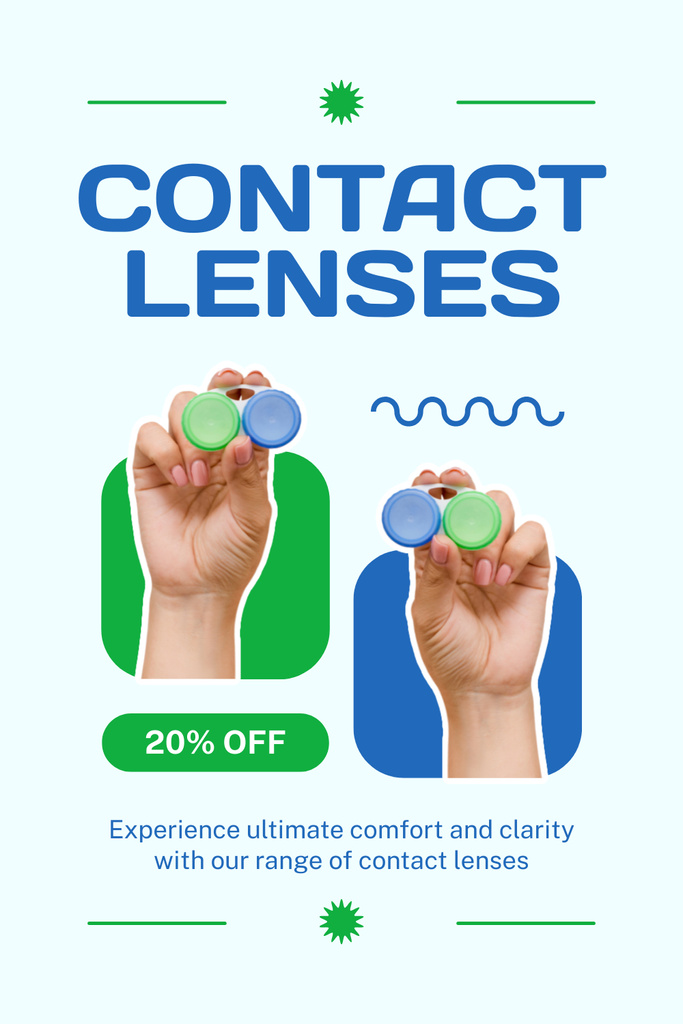 Ontwerpsjabloon van Pinterest van Huge Discount on Contact Lenses to Improve Vision