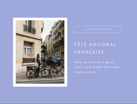 French National Day Celebration Violet Postcard 4.2x5.5in Design Template