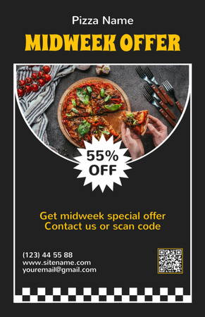 Midweek Pizza Discount Offer Recipe Card Design Template