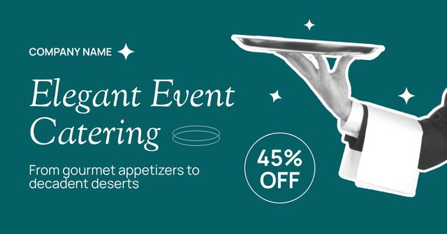 Designvorlage Discount on Elegant Event Catering für Facebook AD