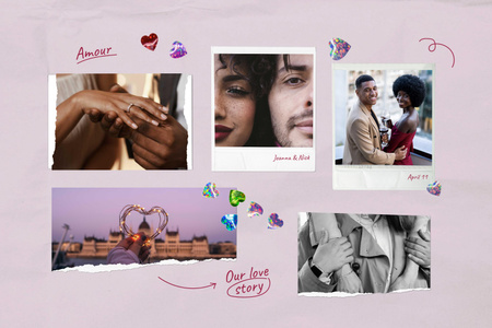 Ontwerpsjabloon van Mood Board van Buitengewoon liefdesavontuur gedeeld door een paar