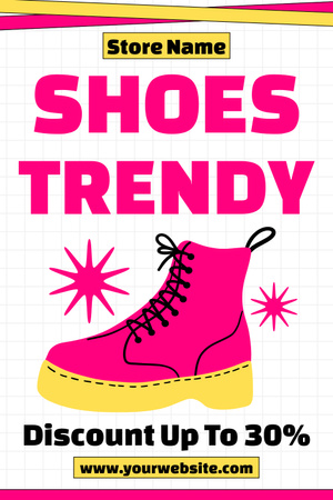 Pink Trendy Shoes and Boots Pinterest Design Template