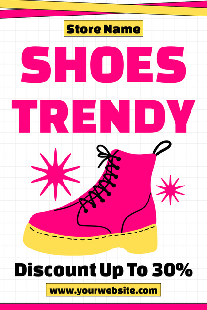 Pink Trendy Shoes and Boots Pinterestデザインテンプレート