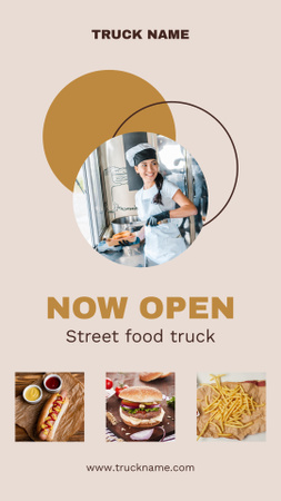 Street Food Truck Opening Announcement with Cook Instagram Story tervezősablon