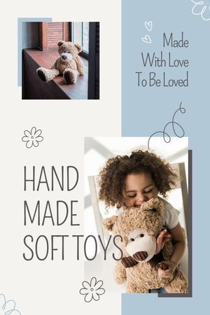 Platilla de diseño Sale of Handmade Soft Toys on Blue Pinterest