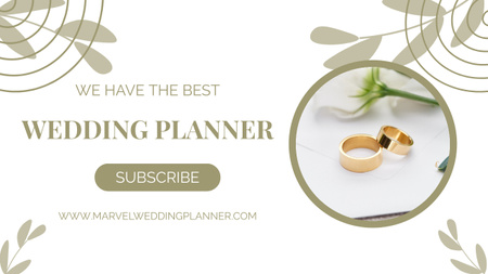 Ontwerpsjabloon van Youtube Thumbnail van Wedding Planner aanbieding met gouden ringen