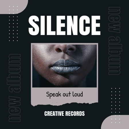 Modern kollázs fekete nő ajkaival Album Cover tervezősablon