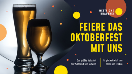 Oktoberfest Offer Beer in Glasses FB event cover Design Template