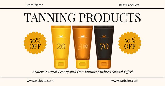 Set of Tanning Creams at Discount Facebook AD Design Template
