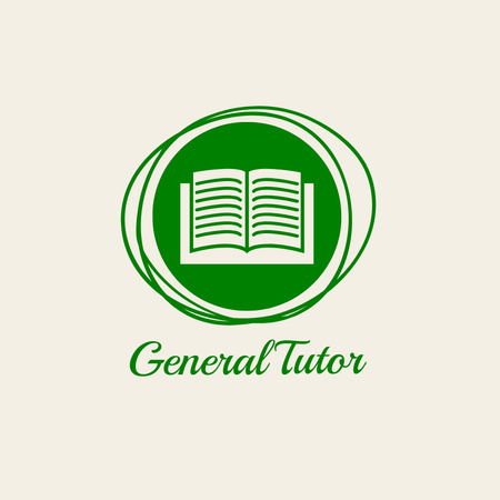 General Tutor Services Offer With Open Book Animated Logo Design Template