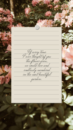 Love Quote on floral Garden Instagram Story Design Template