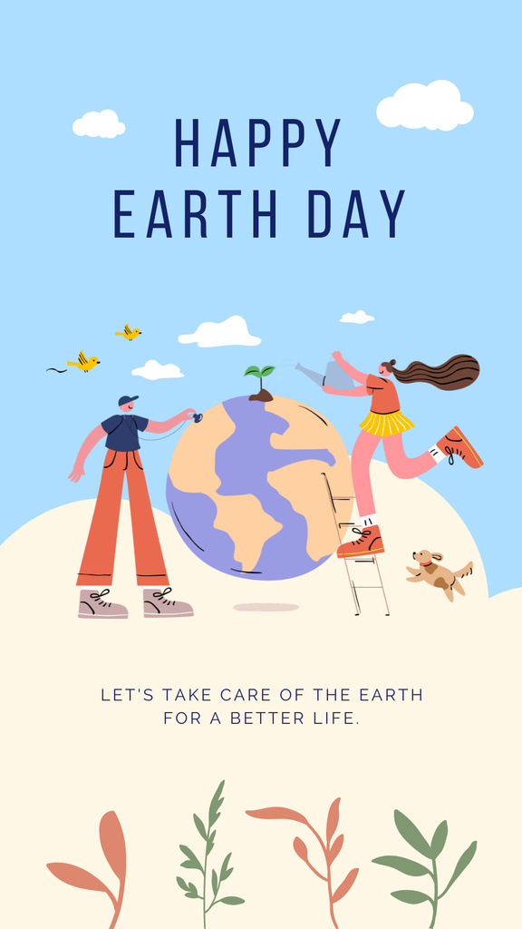 Ontwerpsjabloon van Instagram Story van Wishing Happy Earth Day With Slogan