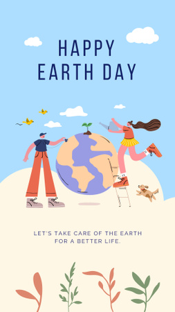 Wishing Happy Earth Day With Slogan Instagram Story Design Template
