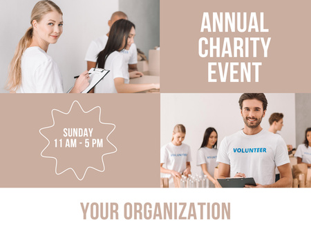 Annual Charity Event Announcement Flyer 8.5x11in Horizontal Design Template