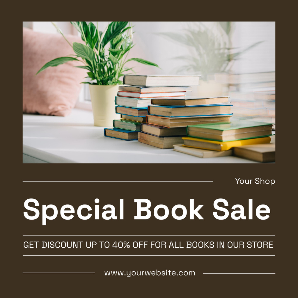 Ontwerpsjabloon van Instagram van Discounted Book Event