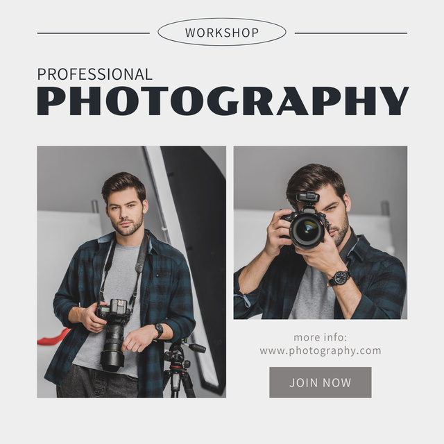 Ontwerpsjabloon van Instagram van Professional Photography Workshop Announcement