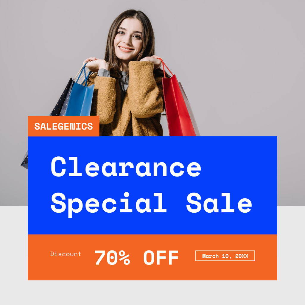 Plantilla de diseño de Woman with Bags Full Of Products At Reduced Price Instagram 