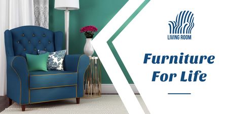 Plantilla de diseño de Furniture advertisement with Soft Armchair Twitter 