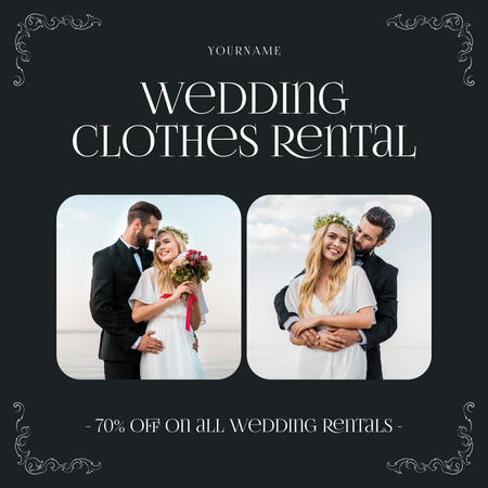 Wedding clothes rental dark blue Instagram Tasarım Şablonu