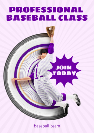 Plantilla de diseño de Invitación a clases de béisbol profesional Poster 