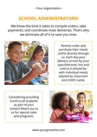 Serviço de alimentação escolar de alta qualidade com assinatura Newsletter Modelo de Design