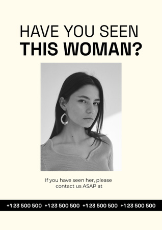 Plantilla de diseño de Anuncio de la desaparición de una mujer Poster 